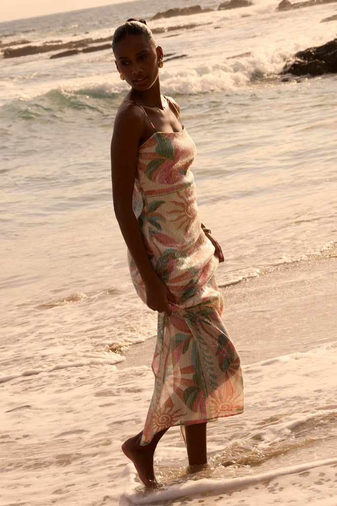 LYA Sequin Maxi Dress in Ivory/Multi