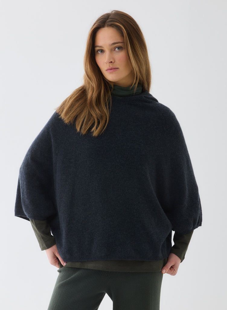 Cashmere 3/4 Sleeve Hoodie in Anthracite
