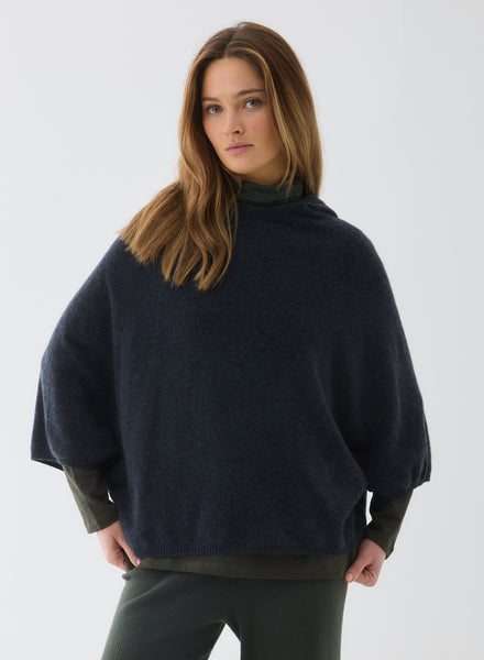 Cashmere 3/4 Sleeve Hoodie in Anthracite