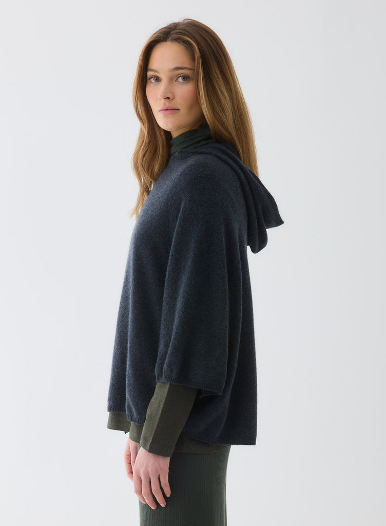 Cashmere 3/4 Sleeve Hoodie in Anthracite