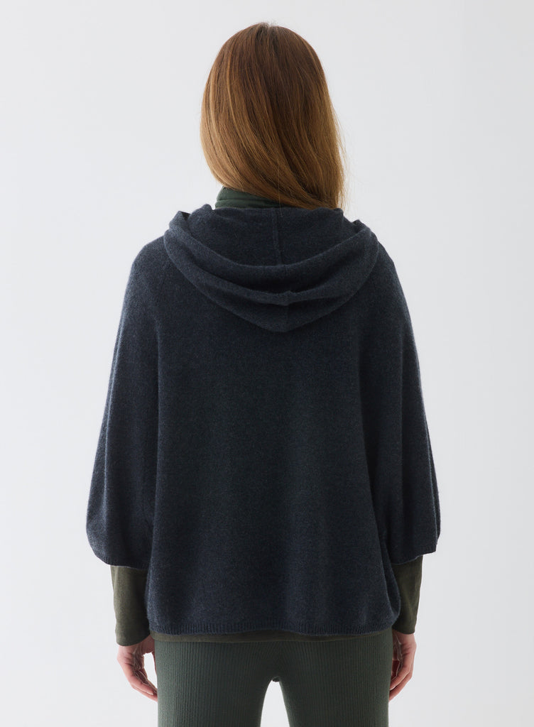 Cashmere 3/4 Sleeve Hoodie in Anthracite