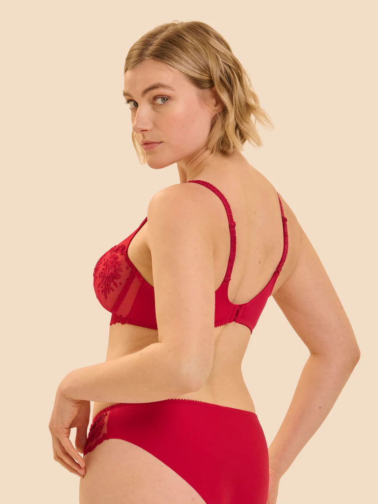 INTRIGUE Full Coverage Plunge Bra in Opera Red
