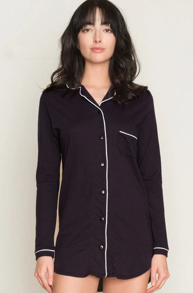 Organic Cotton Nightshirt in Black/White