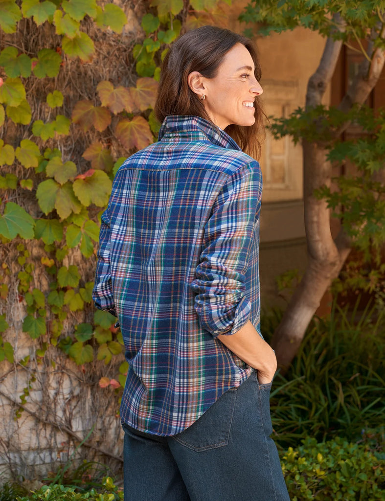 EILEEN Flannel Shirt in Blue/White/Green Plaid