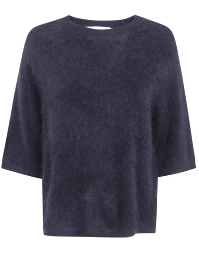 JENNA Brushed Cashmere S/S Sweater in Navy