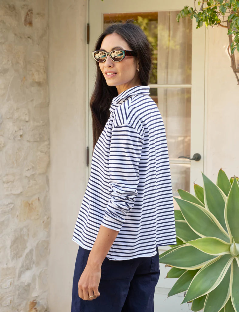 PATRICK Popover Henley in Navy French Stripe