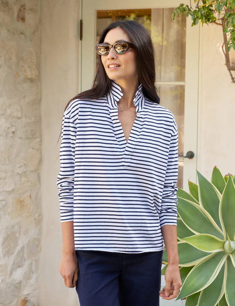 PATRICK Popover Henley in Navy French Stripe