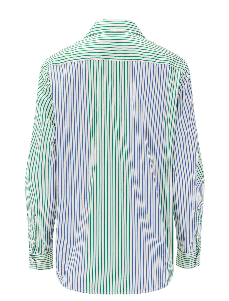 EILEEN Poplin Button Down in Bright Multicolor Stripe