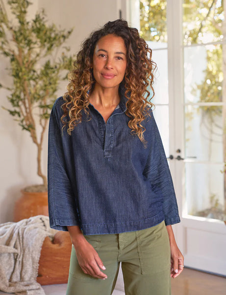 GABI Popover Denim Shirt in Vintage Dark Wash