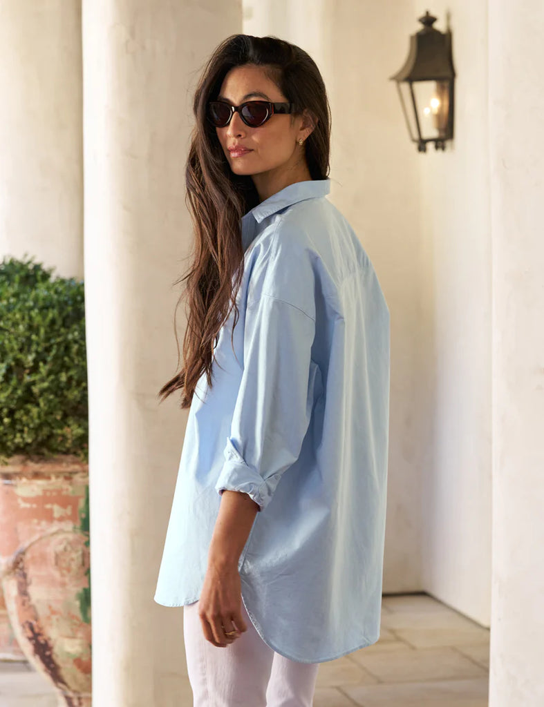 SHIRLEY Oversized Oxford Button Up Shirt in Light Blue