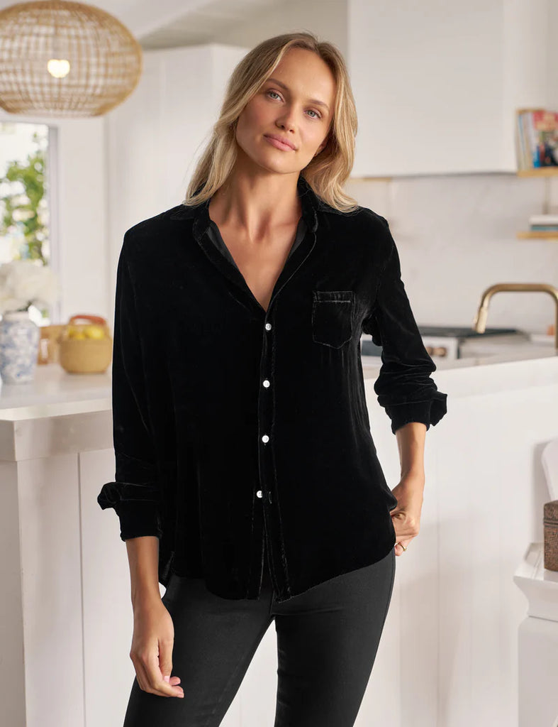 EILEEN Velvet Tuscany Shirt in Black