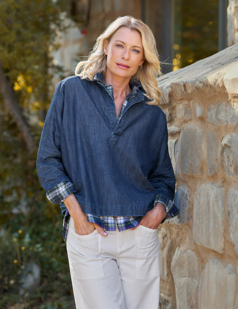 GABI Popover Denim Shirt in Vintage Dark Wash