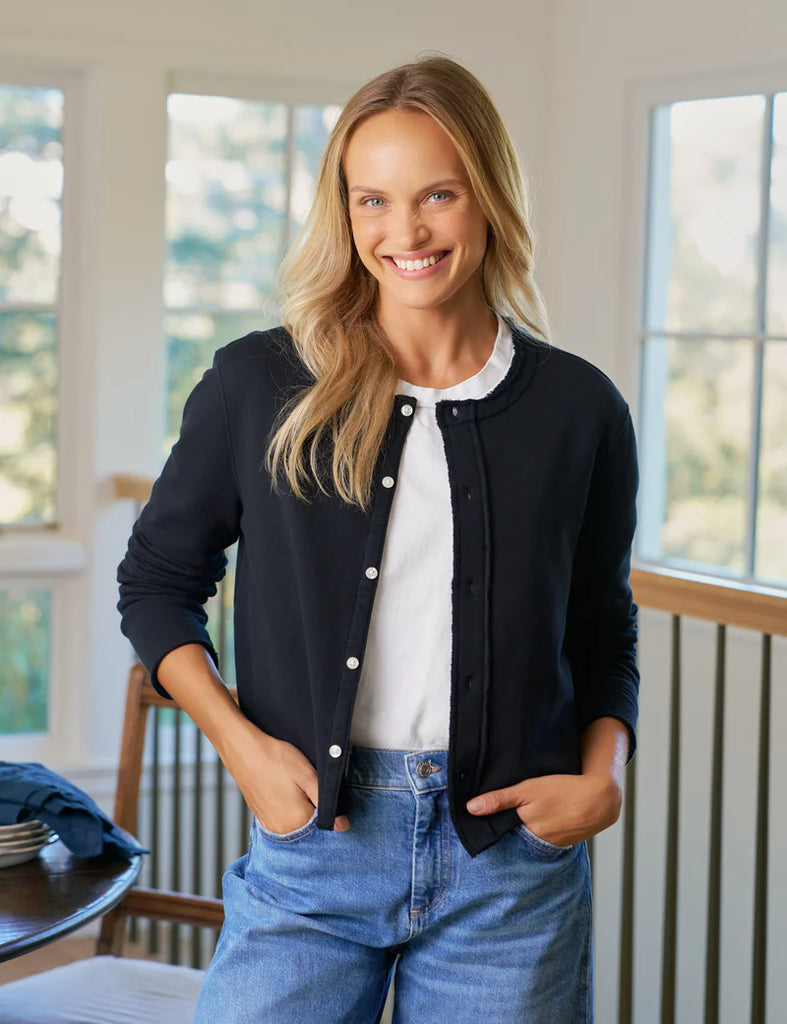 JACKIE Triple Fleece Cardigan in British Royal Navy