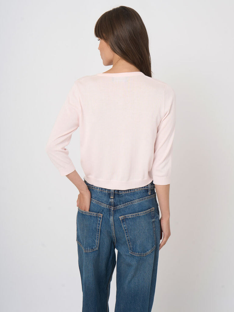 Fine Knit Cropped Cardigan in Gloss