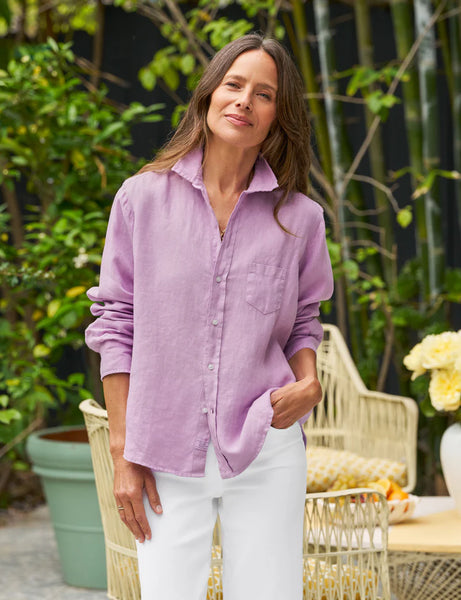 EILEEN Washed Linen Shirt in Lilac