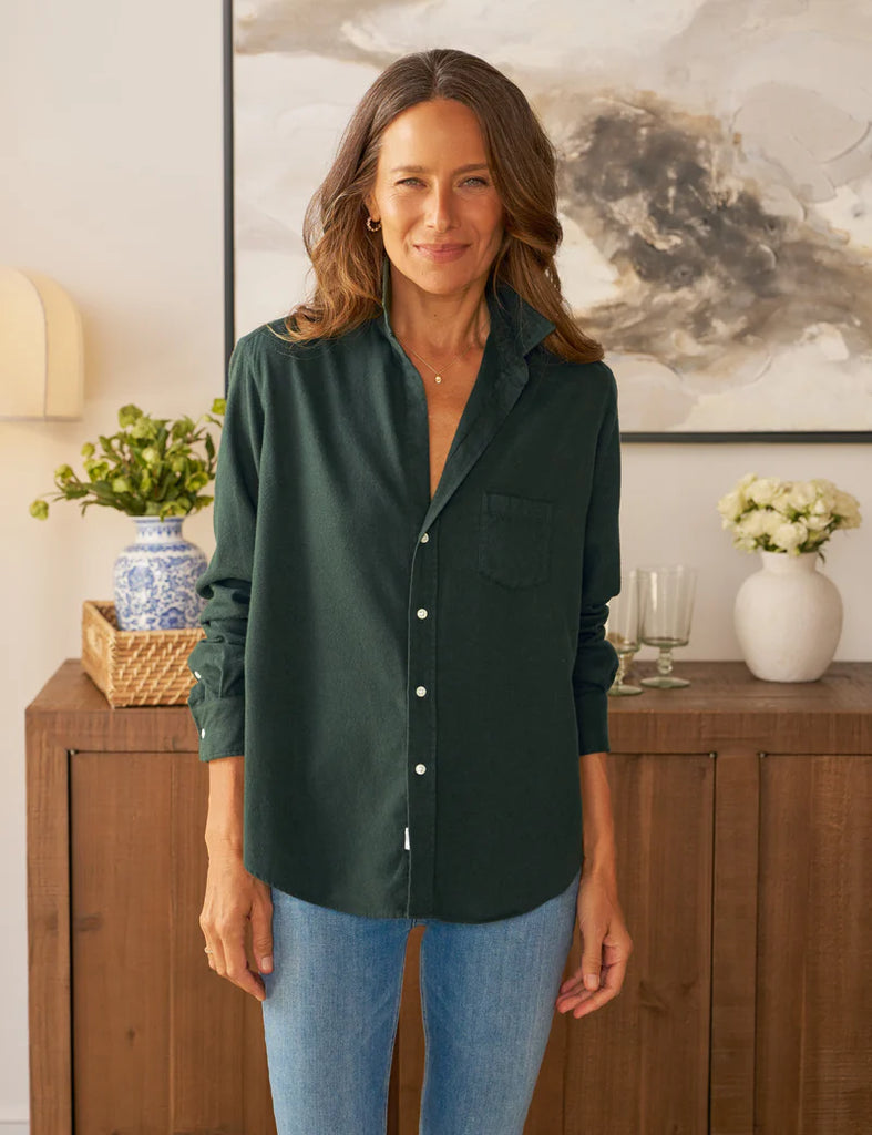 EILEEN Cashmere Touch Button Down Shirt in Green