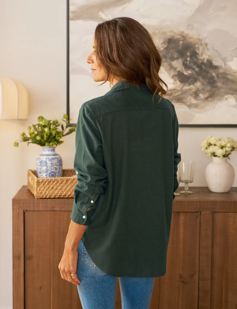 EILEEN Cashmere Touch Button Down Shirt in Green
