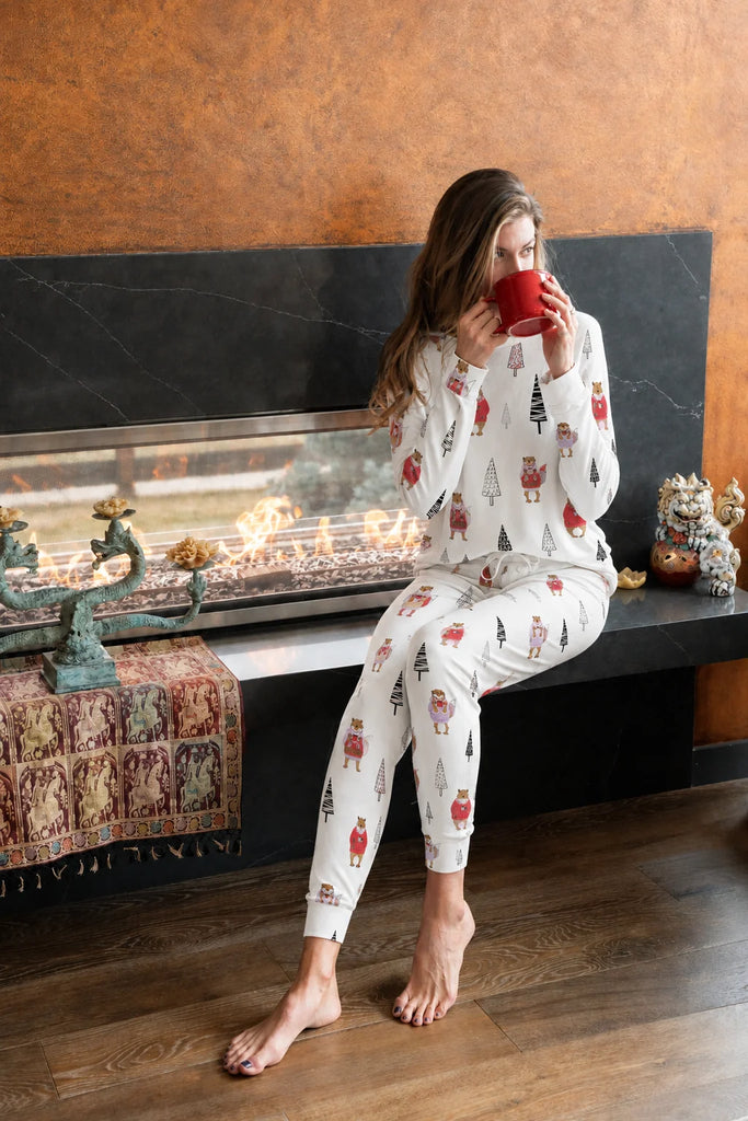 COZY Long PJ Set in Winter Creatures