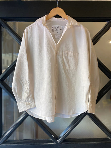 OONA Continuous Sleeve Cotton/Silk Shirt in Cream/Gold Glitter