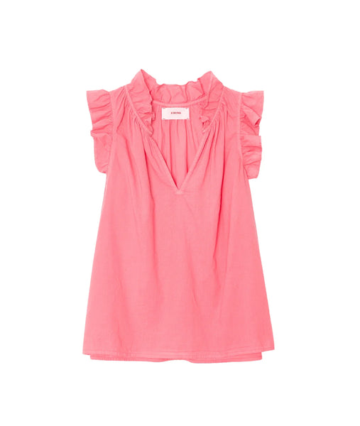 BEX Sleeveless Ruffle Top in Sun Kiss Coral