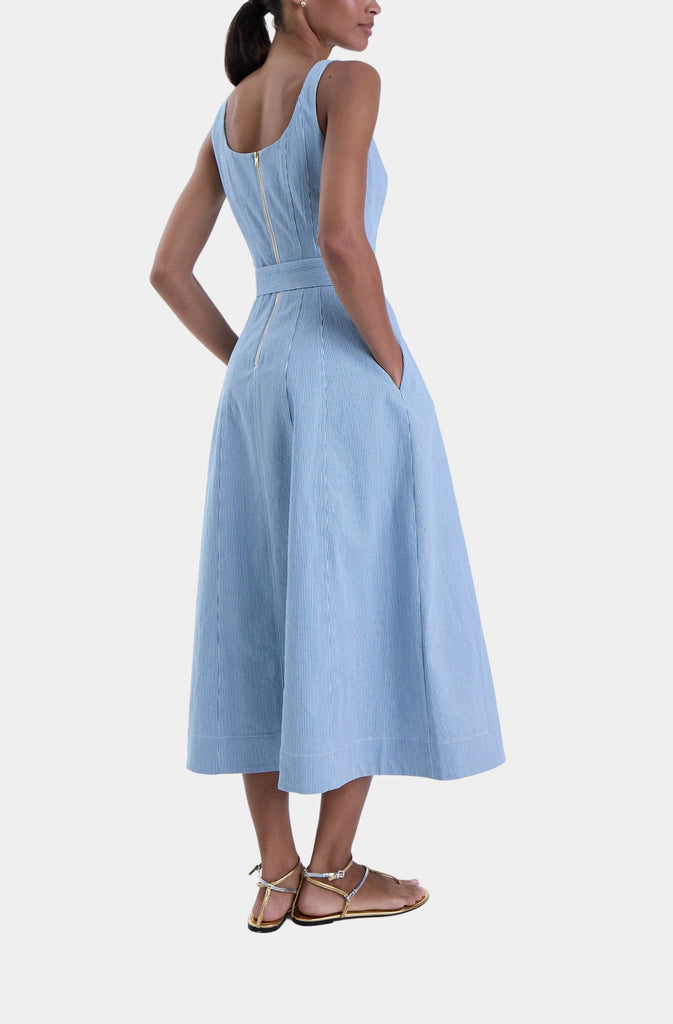 LILLIANA Maxi Dress in Striped Denim