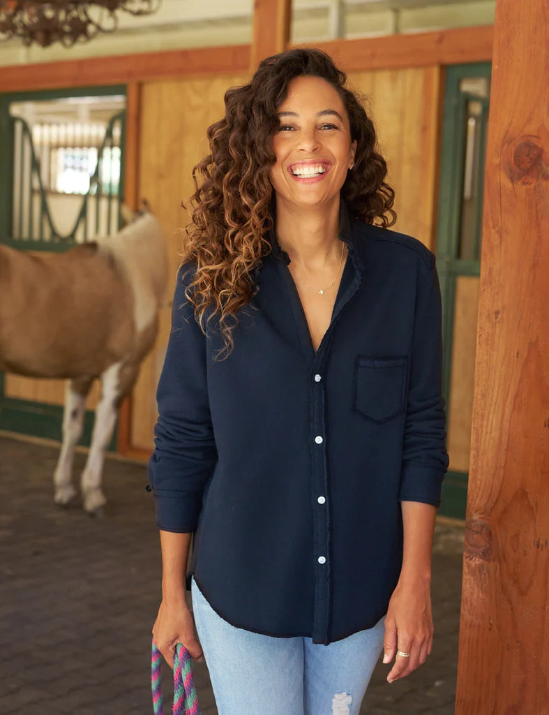 Women's fleece top button down shirt