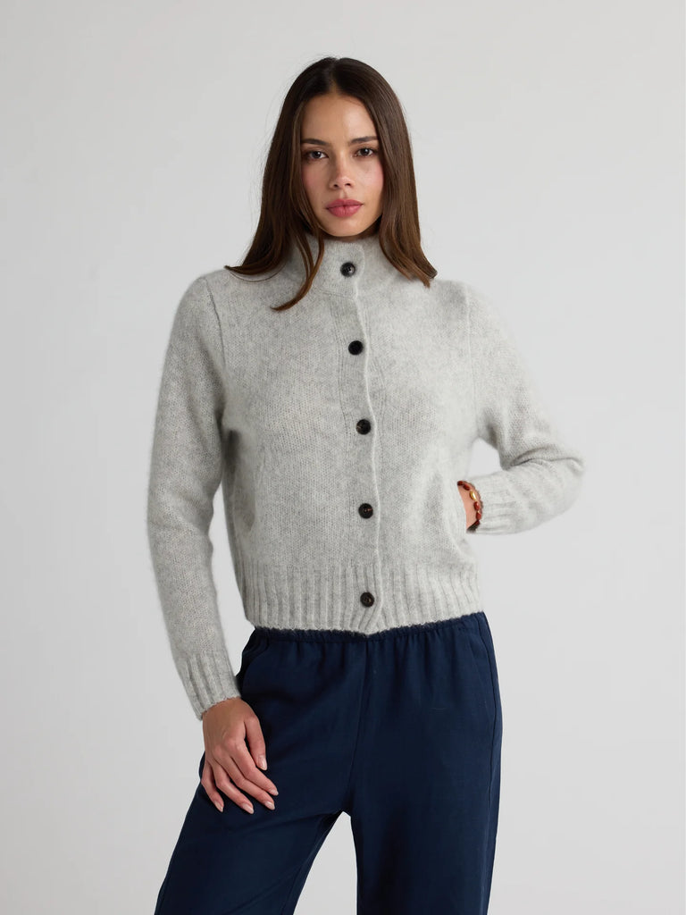 QUINCY Silk/Cashmere Sweater Jacket in Mist