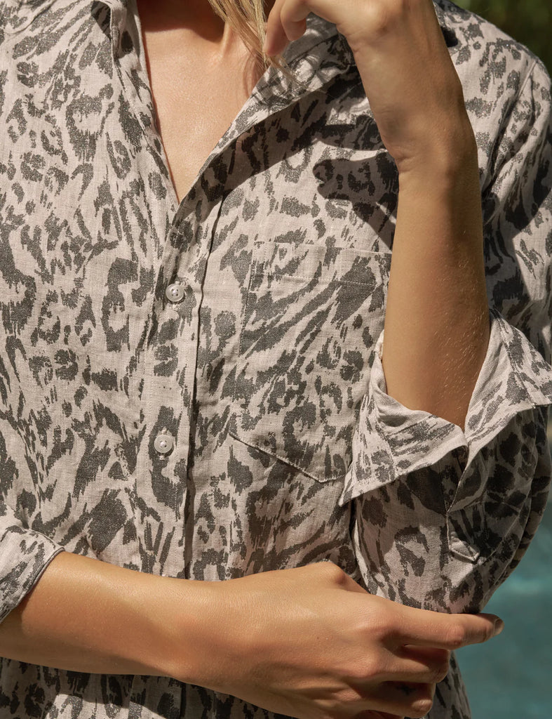 RORY Linen Shirt Dress in Glitter Animal Print