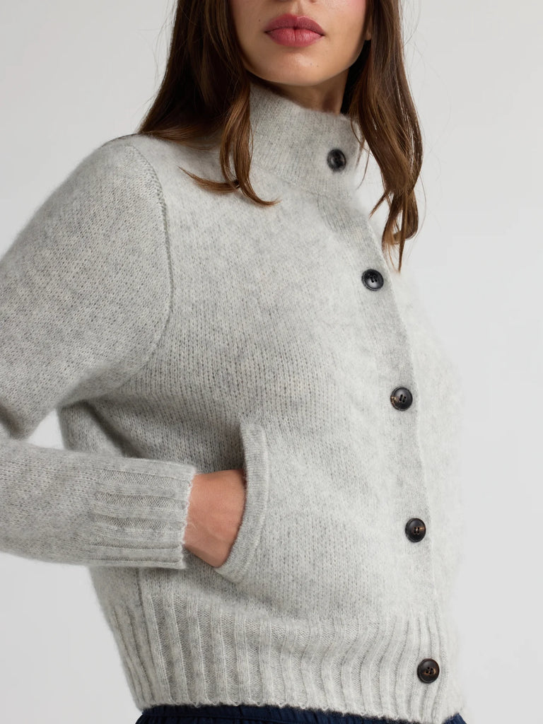 QUINCY Silk/Cashmere Sweater Jacket in Mist