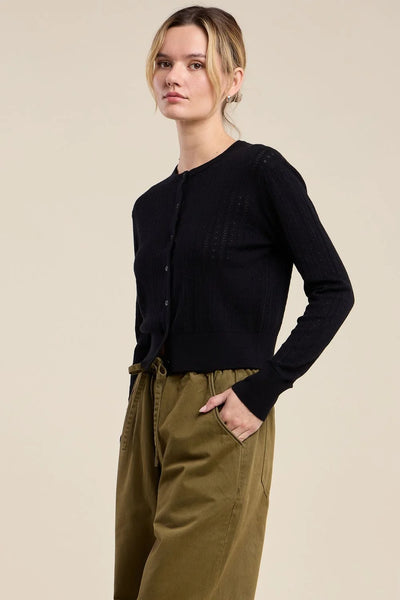LAVINA Cotton/Cashmere Cardigan in Black
