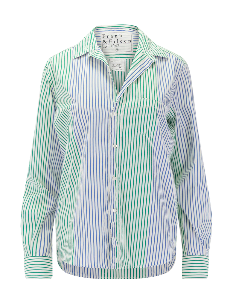 EILEEN Poplin Button Down in Bright Multicolor Stripe