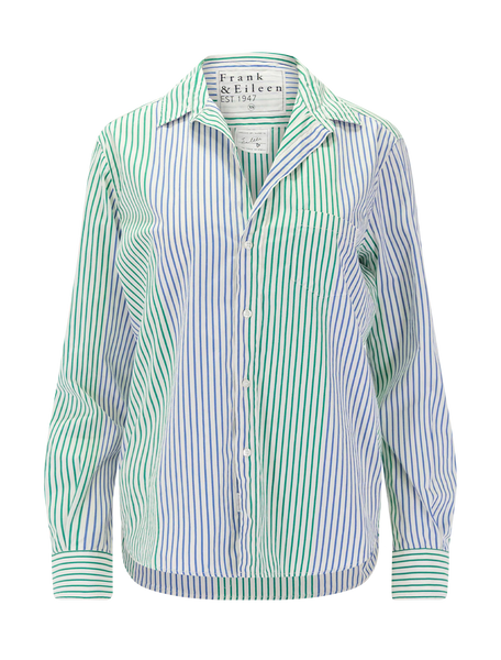 EILEEN Poplin Button Down in Bright Multicolor Stripe