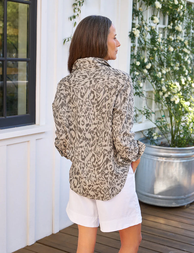 EILEEN Linen Shirt in Glitter Animal Print
