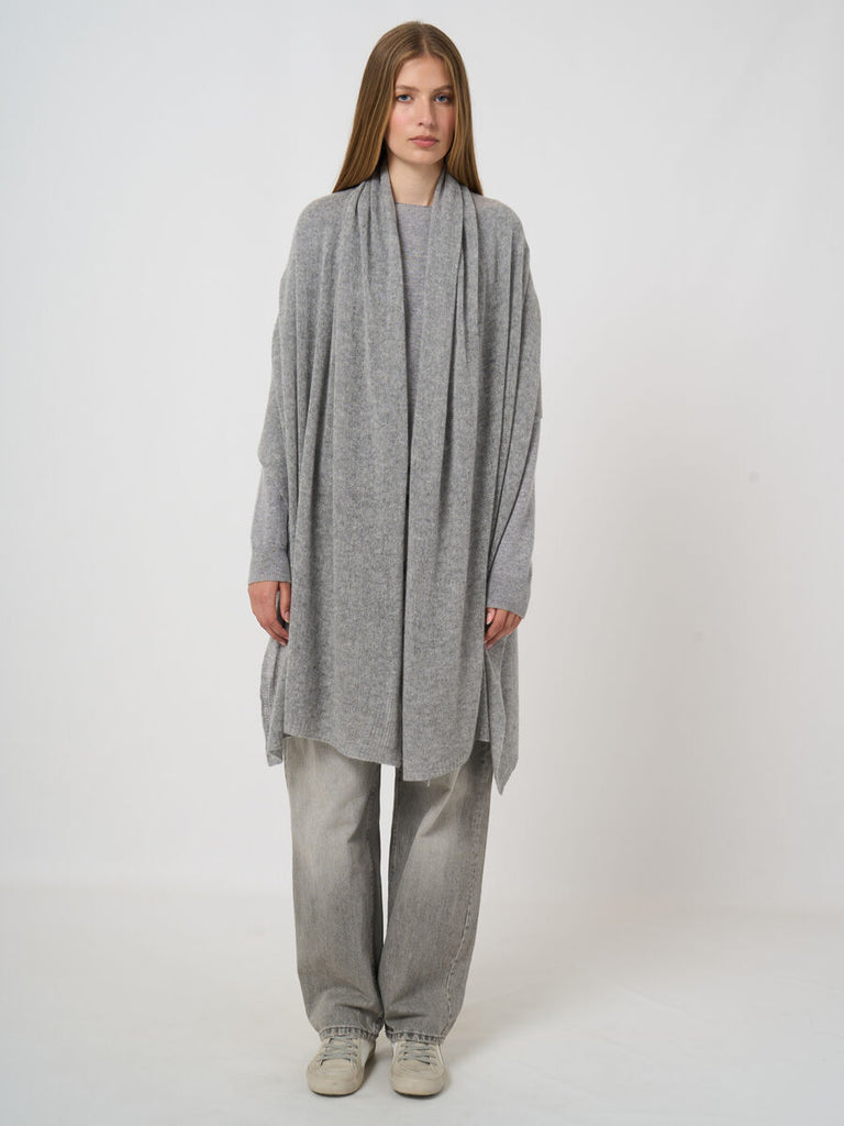 Cashmere Loose Knit Scarf in Light Grey