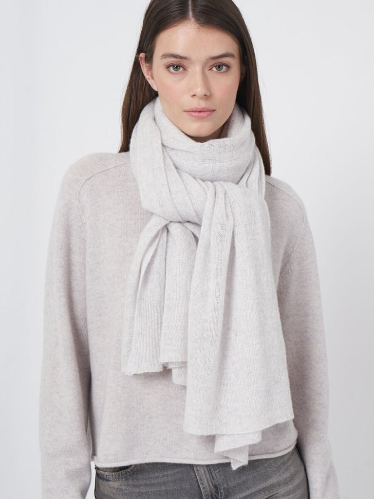 Cashmere Loose Knit Scarf in Snow