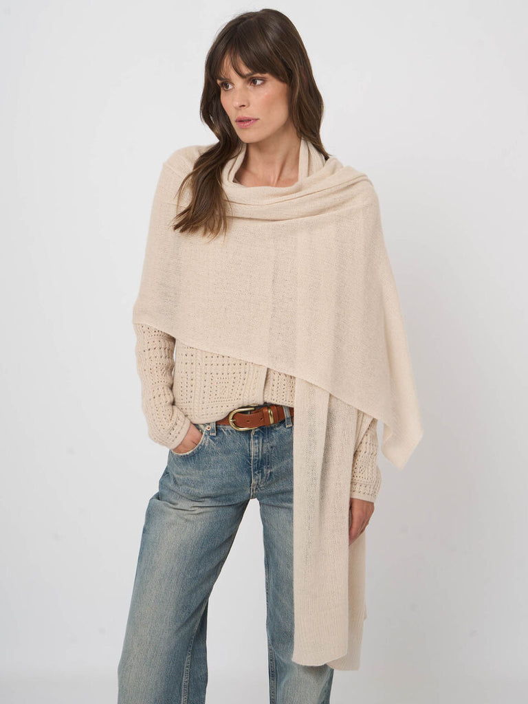 Cashmere Loose Knit Scarf in Natural