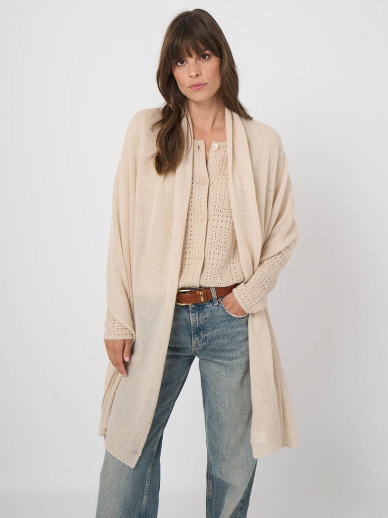 Cashmere Loose Knit Scarf in Natural
