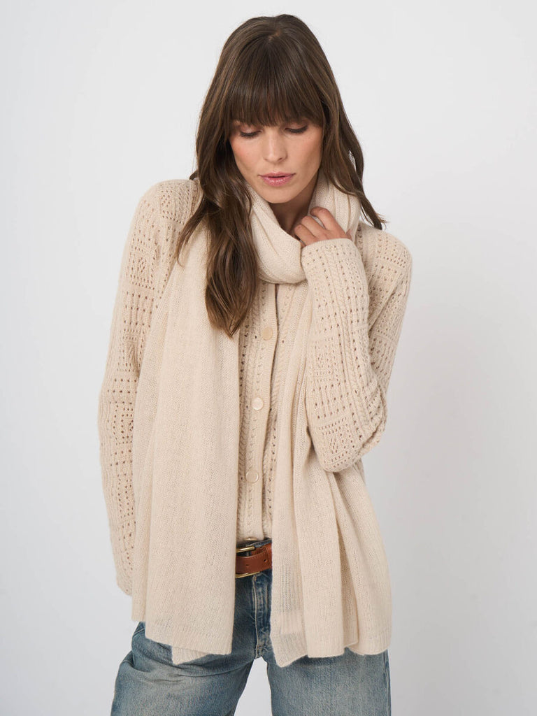 Cashmere Loose Knit Scarf in Natural