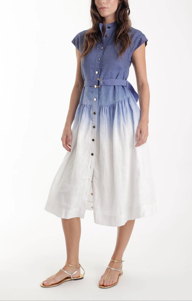 ZELIE Belted Dress in Blue Ombre