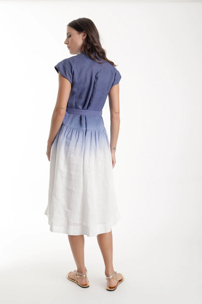 ZELIE Belted Dress in Blue Ombre