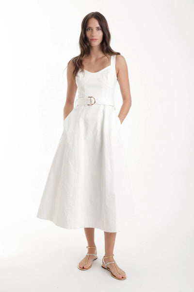 NOA Denim Midi Dress in White