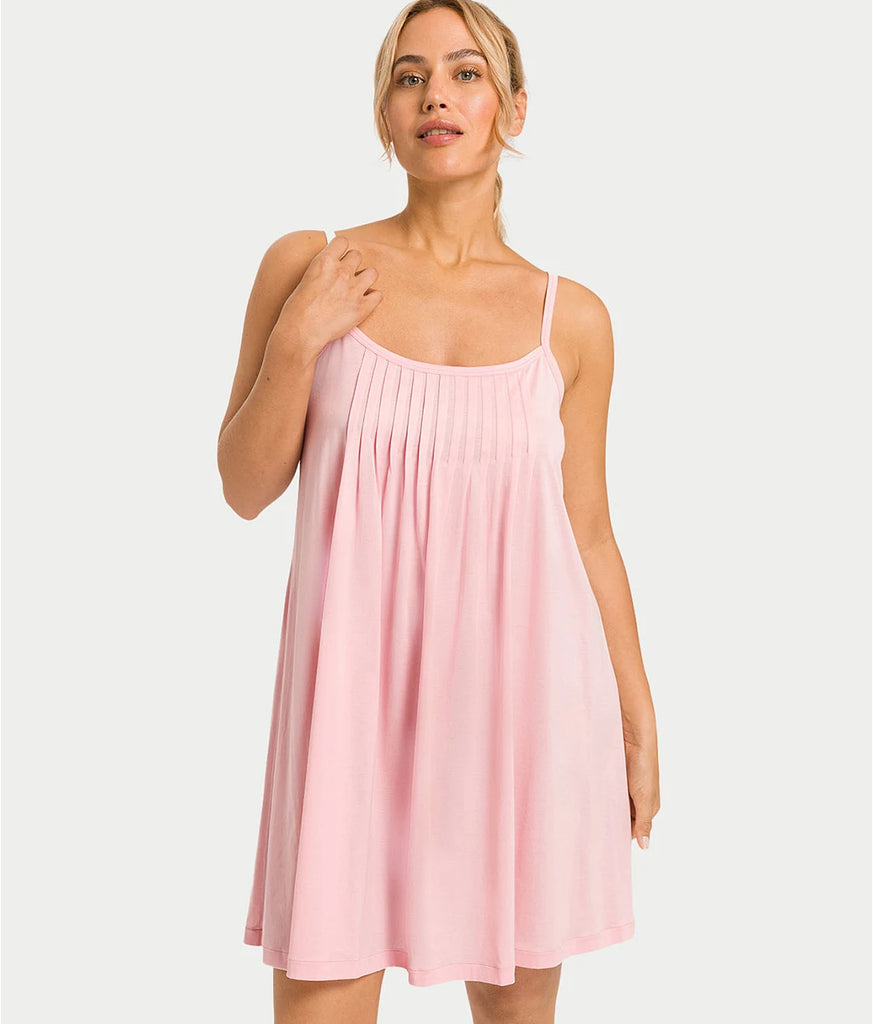 JULIET Pleated Bib Babydoll Chemise in Coral Pink