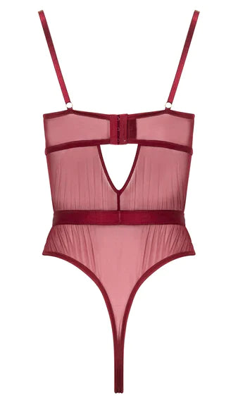 Embroidered Underwire Bodysuit in Ruby Wine