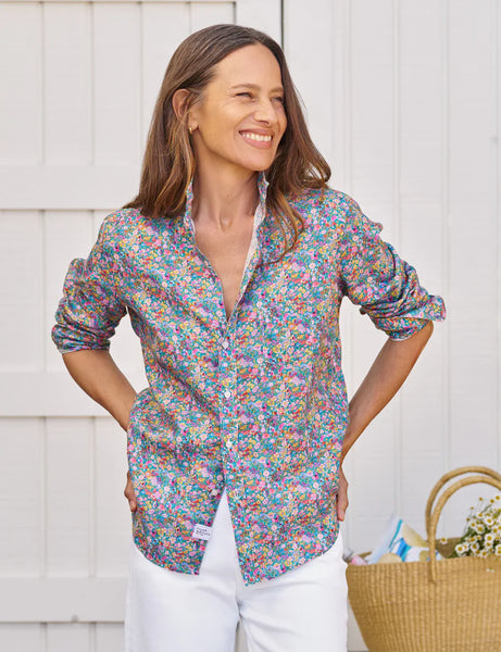 EILEEN Linen Shirt in Multicolor Flowers
