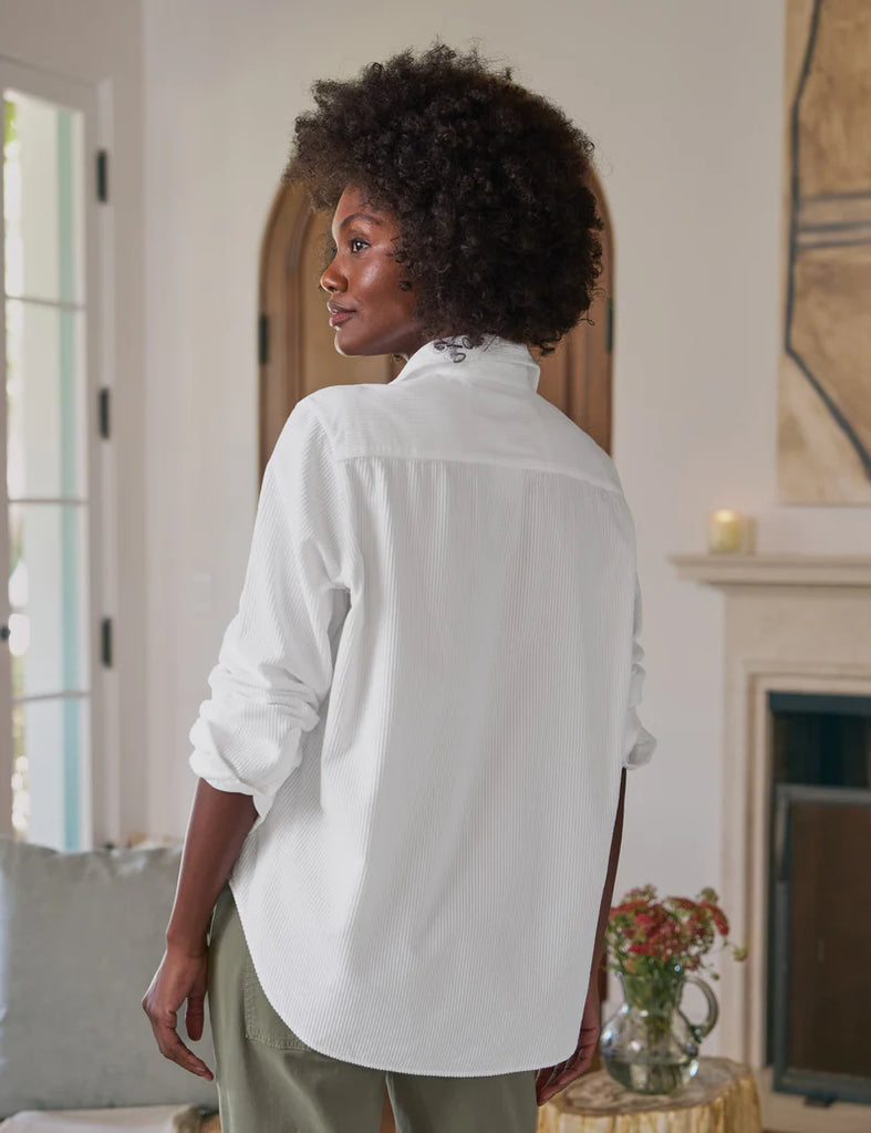 EILEEN Corduroy Button Down in White