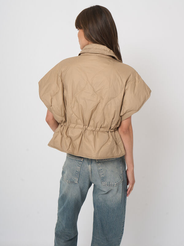 Quilted Down Cape Vest in Natural