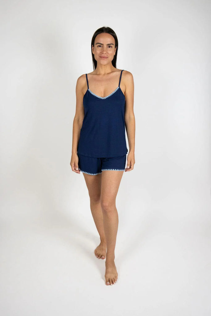 CUTE STITCHING Cami & Short PJ Set in Sailor Blue
