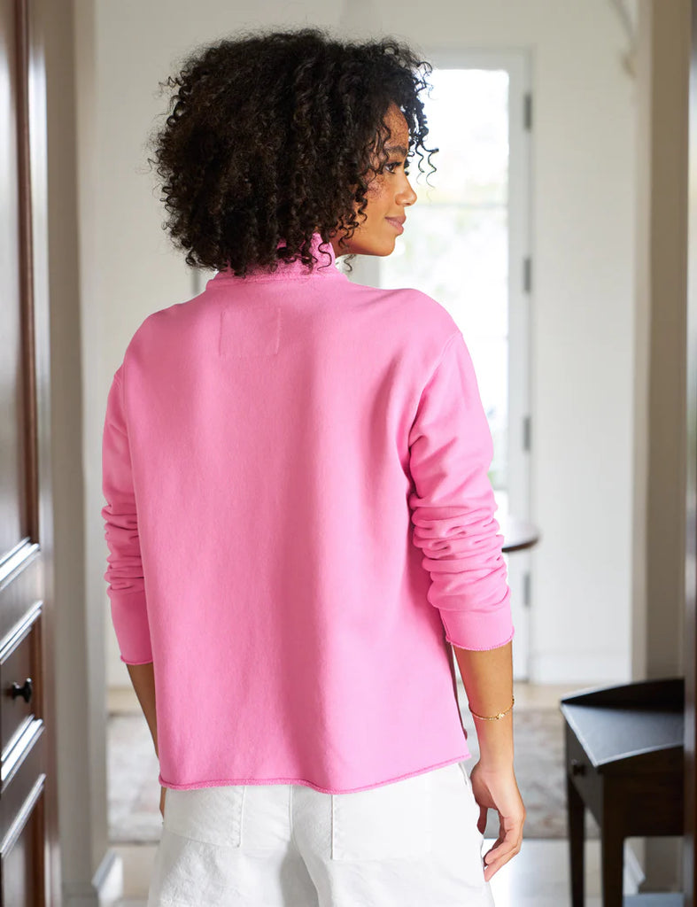 PATRICK Triple Fleece Popover Henley in Pink Lemonade