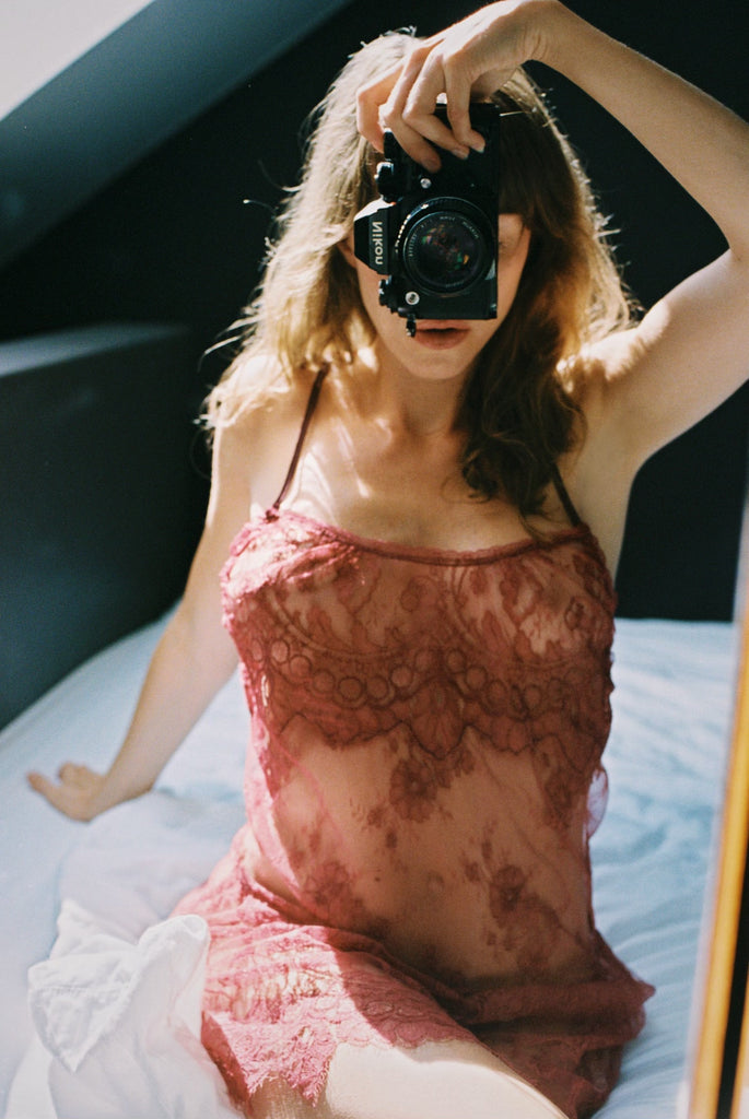 FLORENTINE Lace Chemise & Brief Set in Raspberry