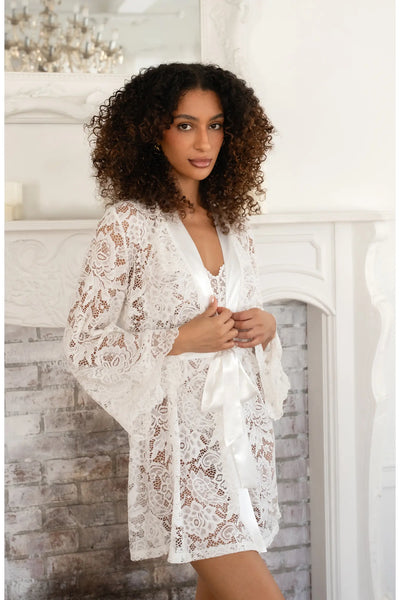 BRYNLEIGH Lace Robe in Ivory
